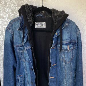 Levi's Signature Sherpa Lined Trucker Jacket With Hood Men's Size Medium